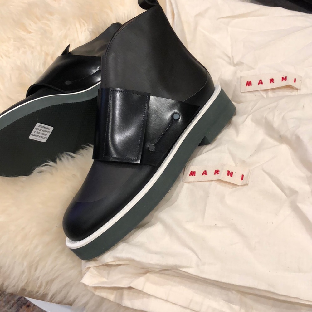 Marni Banded Leather Boots - Size 38.5